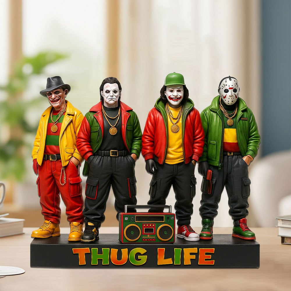THUG LIFE HORROR MOVIE CHARACTERS ACRYLIC BLOCK PLAQUE - FUNNY GIFT FOR HORROR FANS