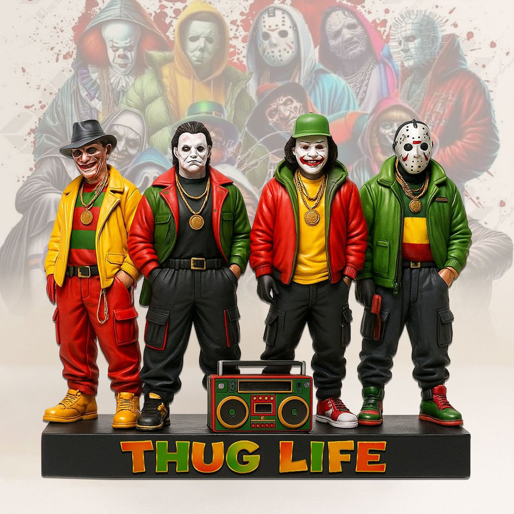 THUG LIFE HORROR MOVIE CHARACTERS ACRYLIC BLOCK PLAQUE - FUNNY GIFT FOR HORROR FANS