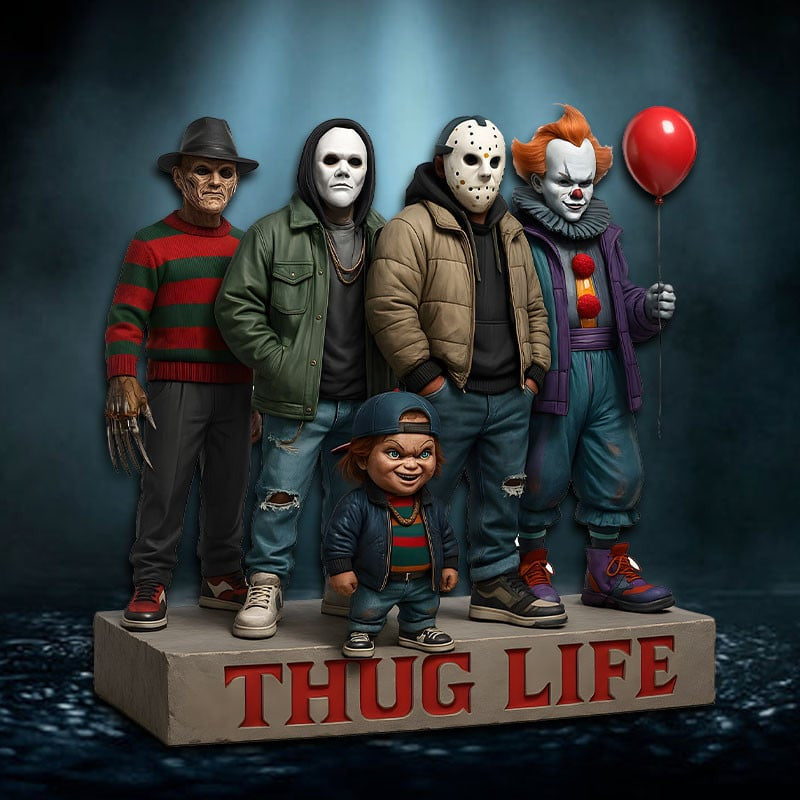 THUG LIFE HORROR MOVIE CHARACTERS ACRYLIC BLOCK - HALLOWEEN GIFT FOR FANS