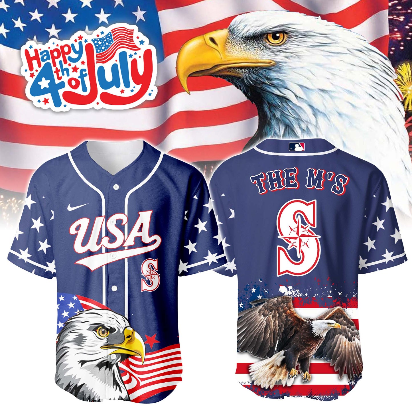 Seattle Mariners Independence Day Baseball Jersey