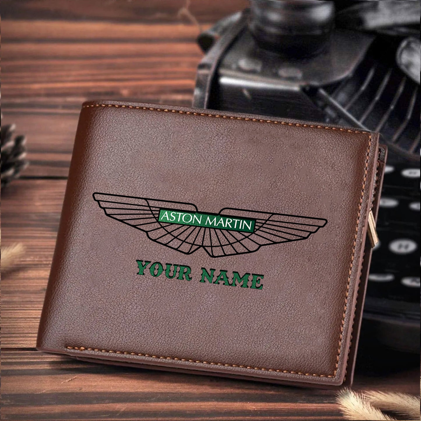 F1 Formula Brown And Black Leather Wallet