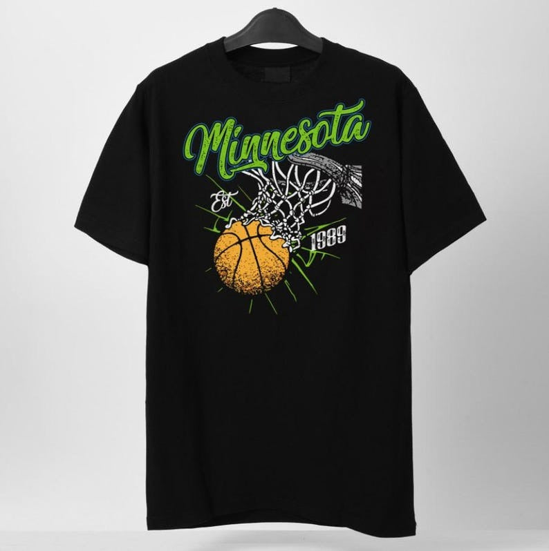 Retro Style Washed T-Shirt for Basketball Fans