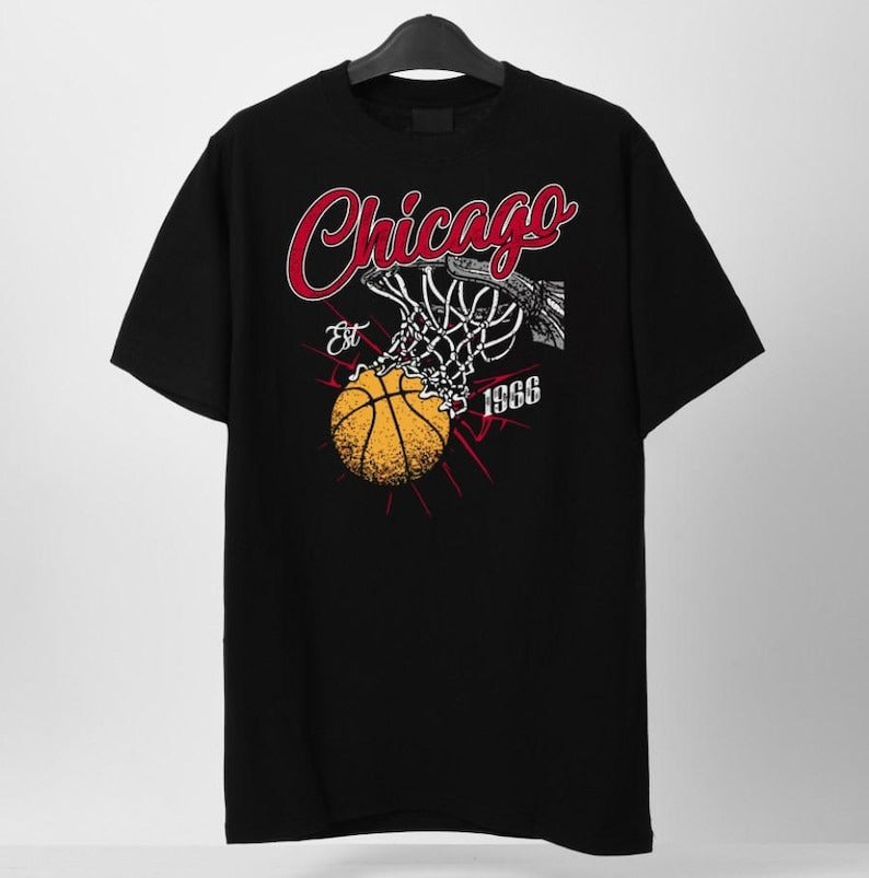 Retro Style Washed T-Shirt for Basketball Fans